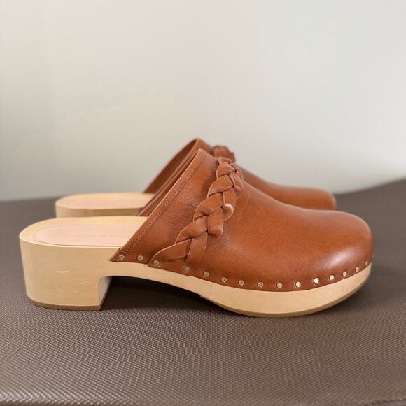 Loeffler Randall Lupa Genuine Leather Braided Wooden Clog Mule Shoes Size 10.5M - Picture 8 of 11